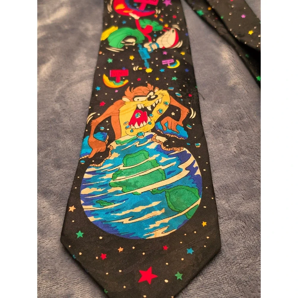 Vintage 1993 Looney Tunes Mania Save The Planets Taz Marvin Martian Space Tie